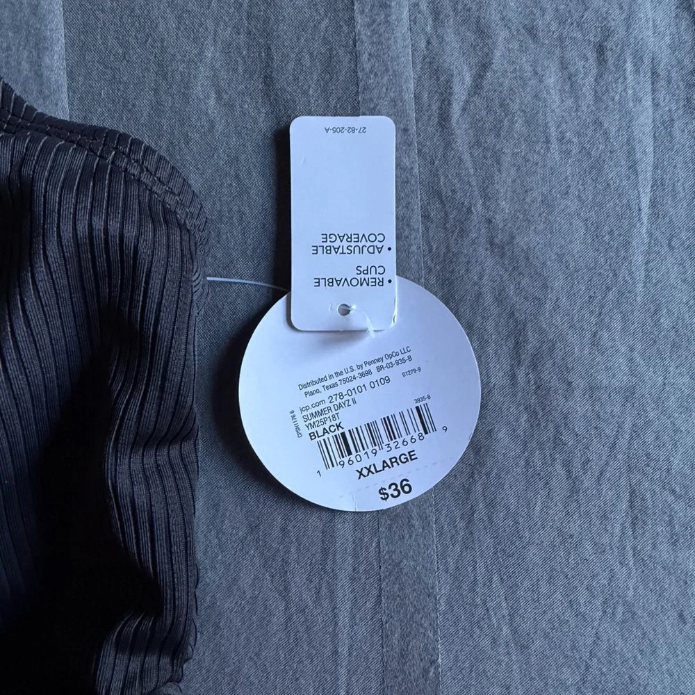 BLACK Ribbed SWIM TOP! - Picture 3 of 3